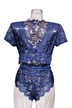 Load image into Gallery viewer, Blue Lace Loungewear Top
