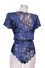 Load image into Gallery viewer, Blue Lace Loungewear Top
