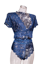 Load image into Gallery viewer, Blue Lace Loungewear Top

