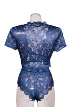 Load image into Gallery viewer, Blue Lace Loungewear Top
